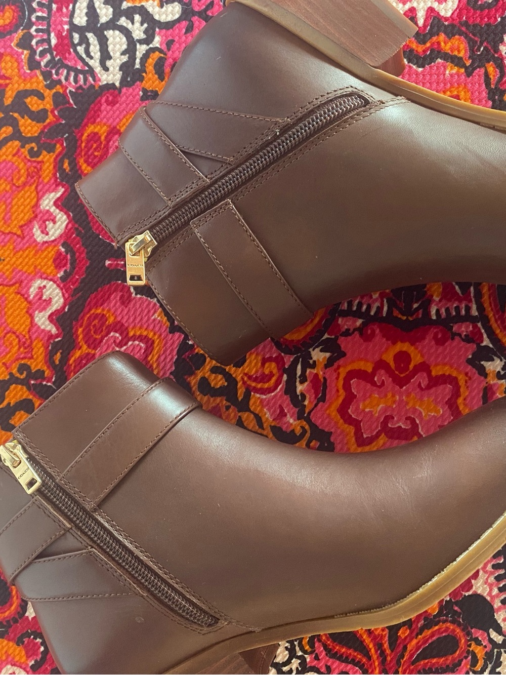 COACH brand Brown Leather Ankle Boots with Side Zip 7 - Picture 3 of 5